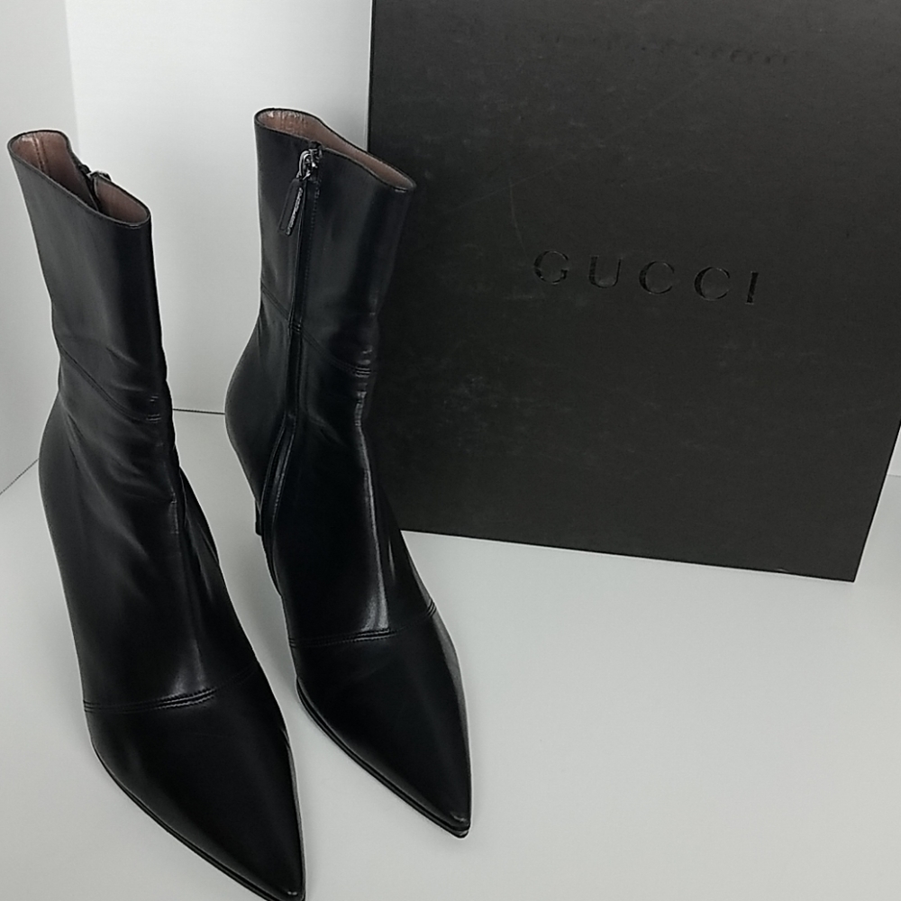 Gucci Stivaletto Pelle Calf Height Bootie Sz 8